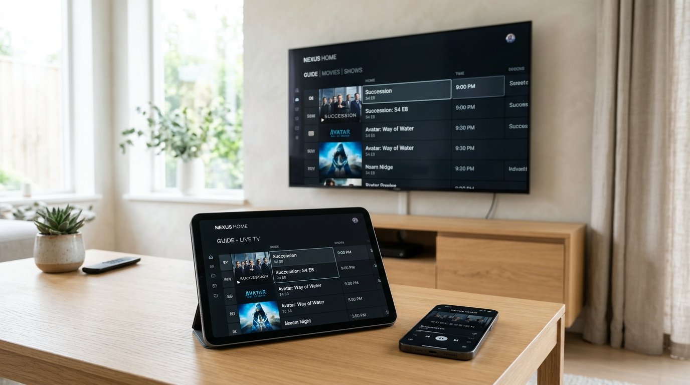 Écosystème d'appareils connectés Aero TV : Smart TV, tablettes et téléphones